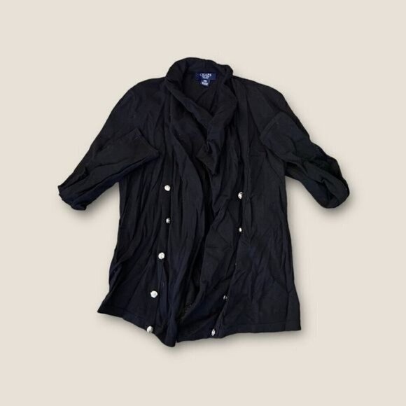Chaps Lightweight Embellished Open Cardigan Black PM - Picture 2 of 5